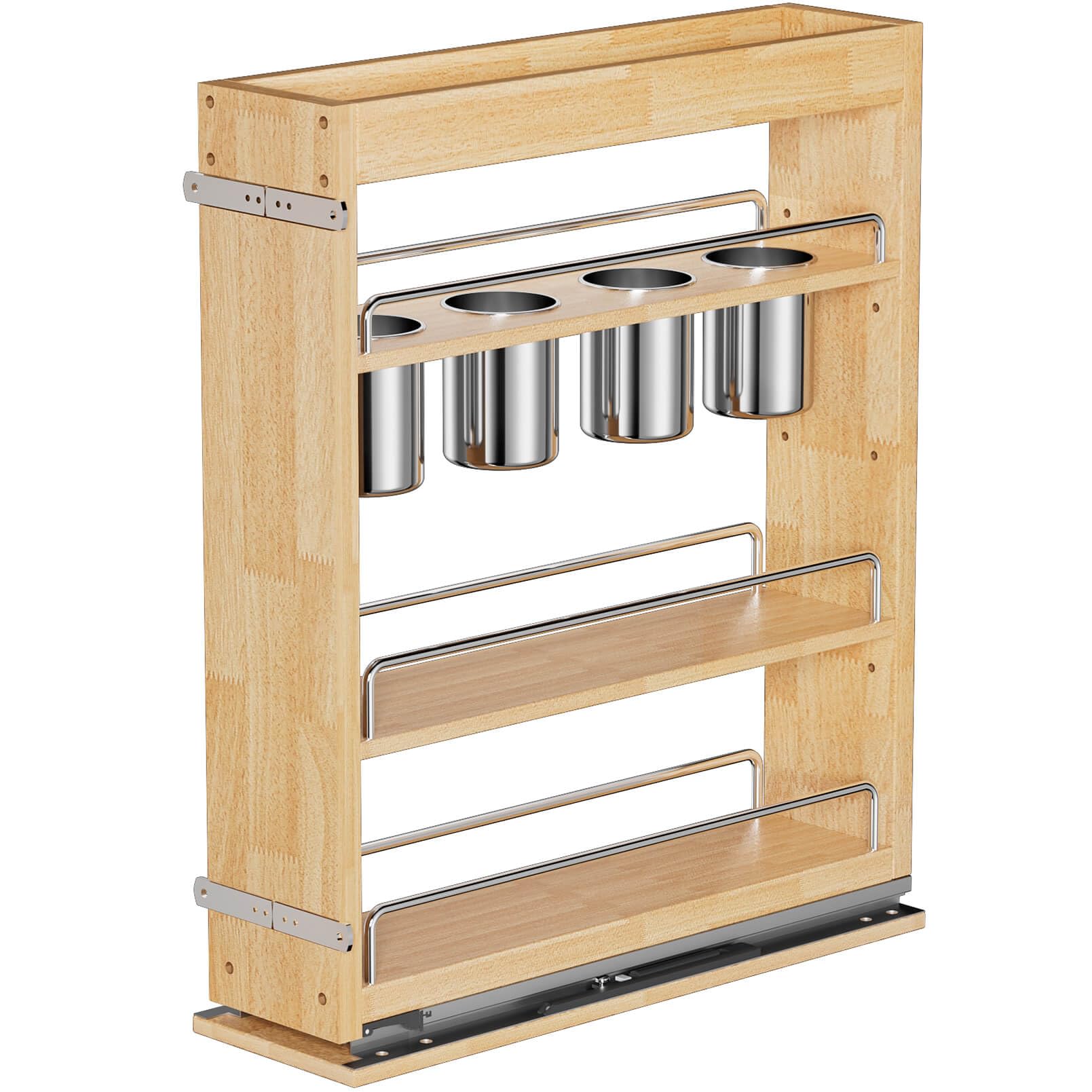 Photo 1 of ***UPDATED 5/30***OCG 5" Pull-Out Solid Wood Storage Organizer for Base Cabinets, Soft Close 3 Tier Narrow Pull-out Wooden Storage Rack for Spices, Utensils, and Kitchen ToolsLPNNH5QZ8L4ZG