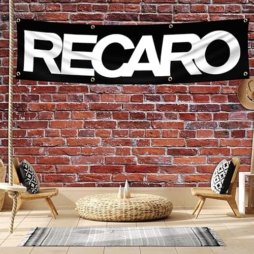 Miniatura 4 de ENMOON Bandera de asientos de automovilismo (2 x 8 pies, poliéster 150D) para decoración de pared de garaje
