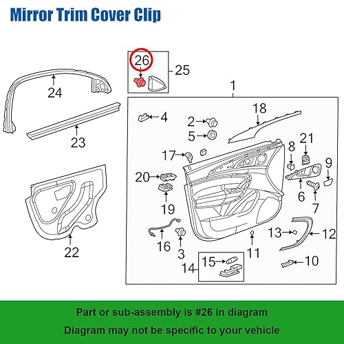 Miniatura 3 de OAUTOO Clip de cubierta de espejo para marco de ventana interior 90459628 para GM Buick Regal Chevy Caprice Catera SS Pontiac G8 GTO 1997-2017