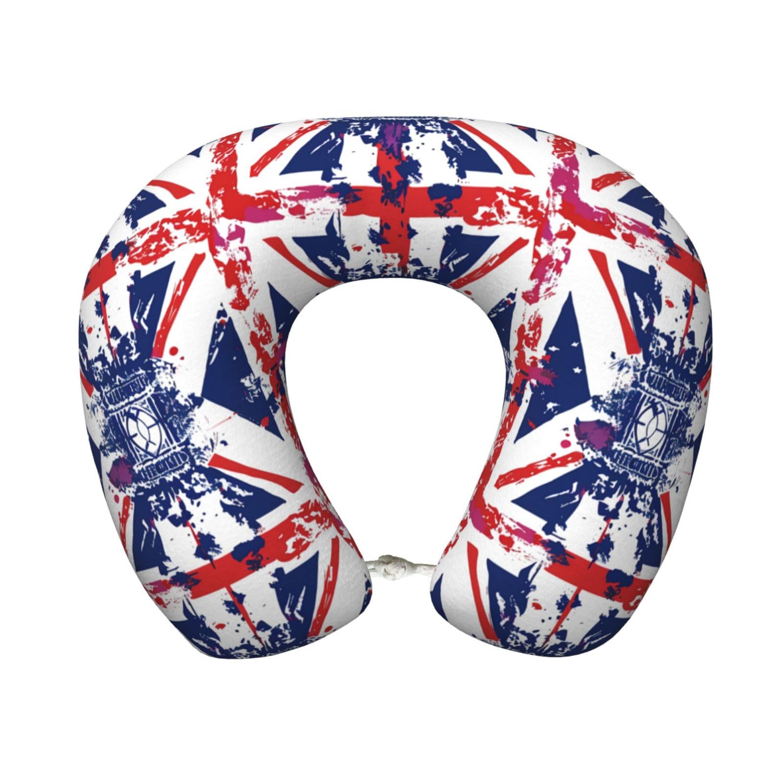 peiyeety Travel Pillow Memory Foam Neck Pillow for Traveling Airplane, Washable Cover(British Flag)
