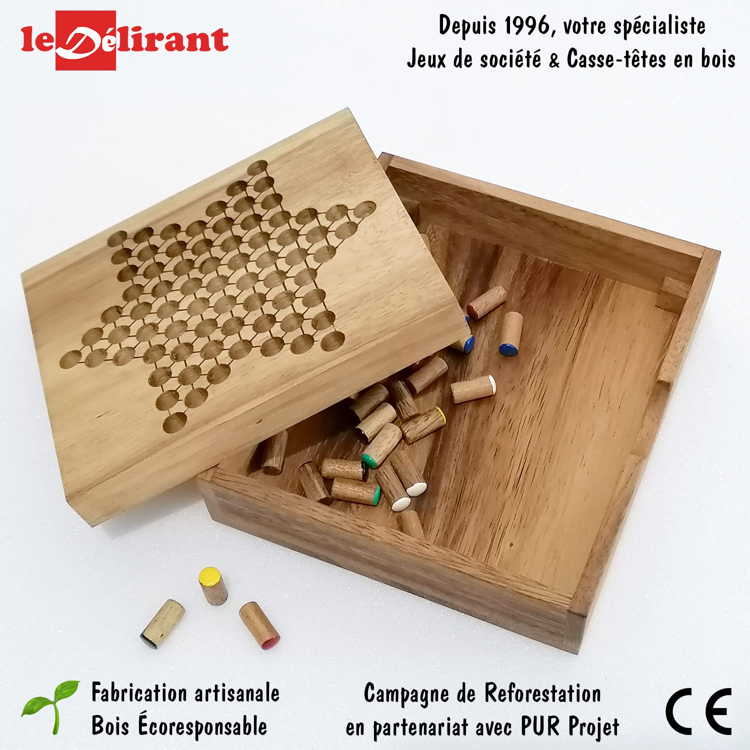 Jeu de Dames Chinoises, Dames Chinoises en Bois 60 Billes Jeu de Société, Perles en Verre Acrylique Échiquier en Bois Cadeau pour Enfants, Dames