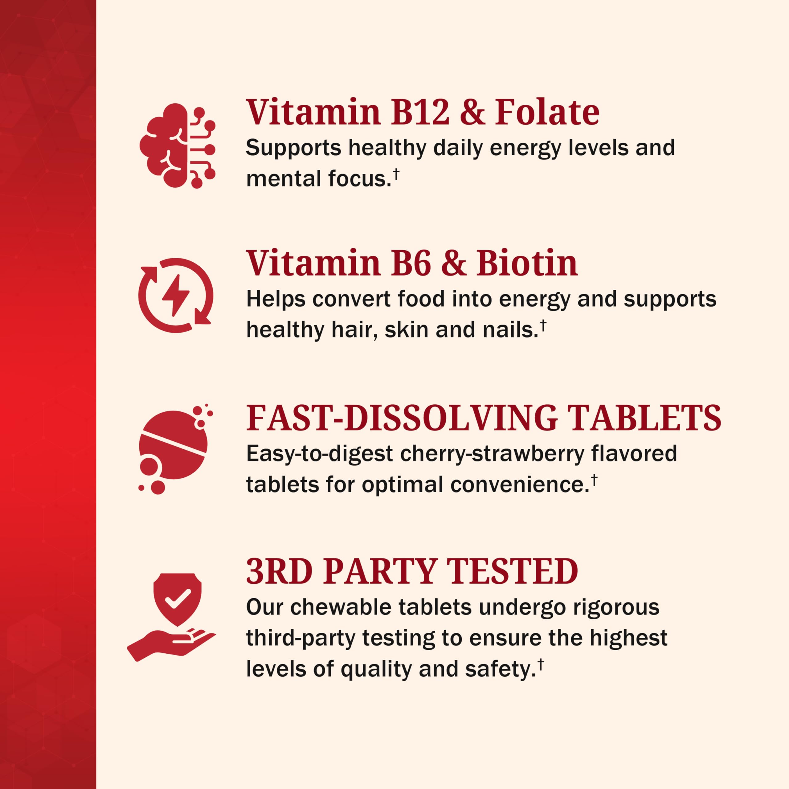Bariatric B12 Plus Dissolvable Tablets - Cherry Strawberry Flavor, 90ct — Amazon image 5