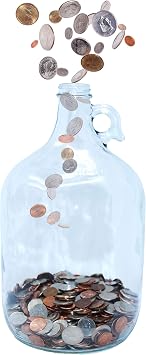 Large Glass Coin Jar for Adults, 1 Gallon Piggy Bank, Swear Jar - 1 Pk