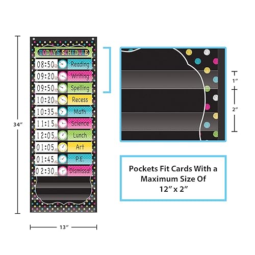 Miniatura 4 de Teacher Created Resources TCR20752 - Tabla organizadora de 14 bolsillos para horario diario y actividades, nailonvinilo, negro
