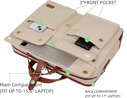 Miniatura 6 de Baosha Cuero vegano 17 pulgadas ordenador portátil bolsa mensajero maletín para mujeres elegante BC-07