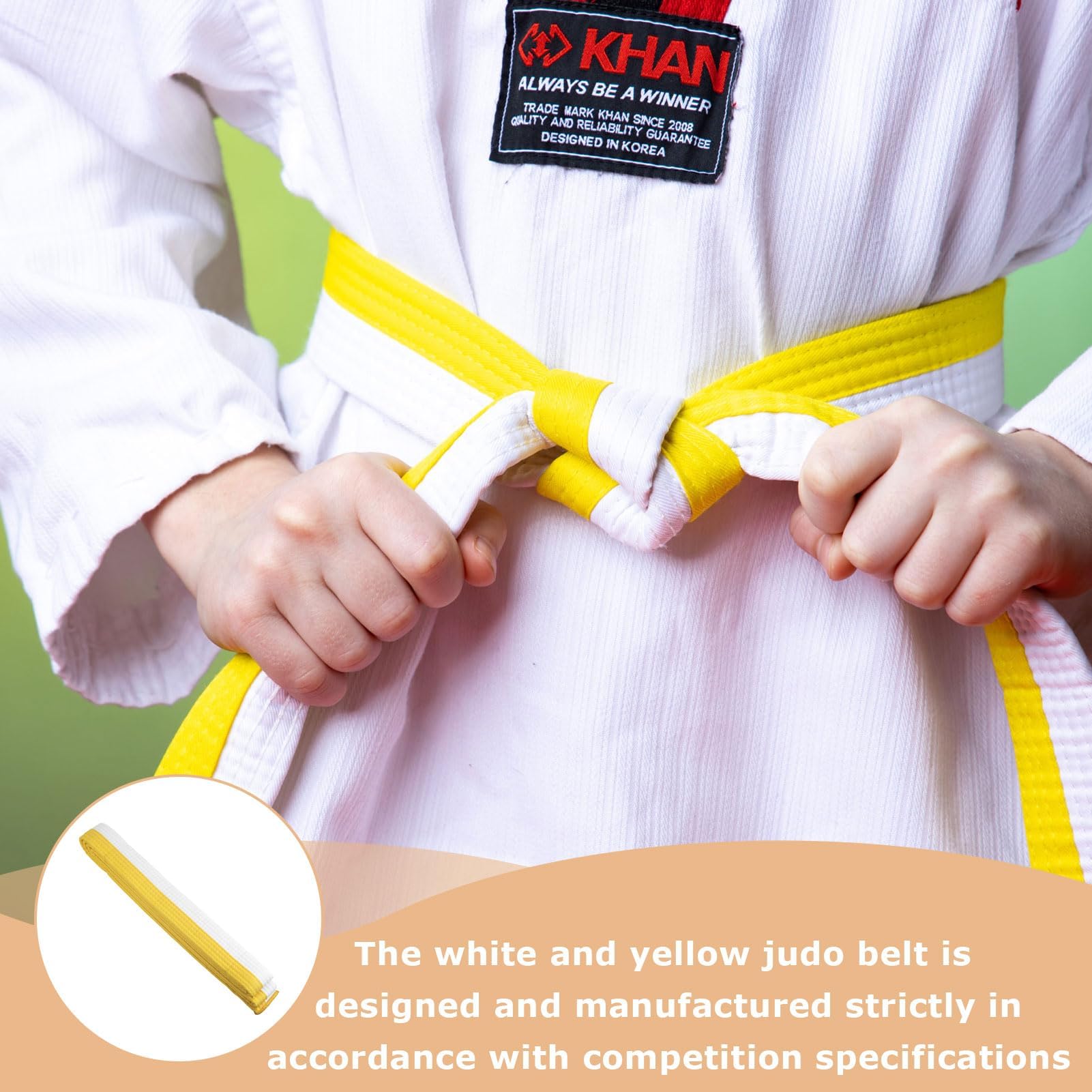 Ceinture De Judo/karaté SOGHO – 260 Cm, Blanc/jaune, Polyester/coton, Douce Et Résistante – Pour Arts Martiaux