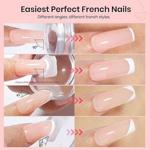 Miniatura 3 de Beetles - Juego de 3 sellos de uñas de punta francesa de silicona con cabezales y raspadores de repuesto para uñas, herramienta de impresión de uñas