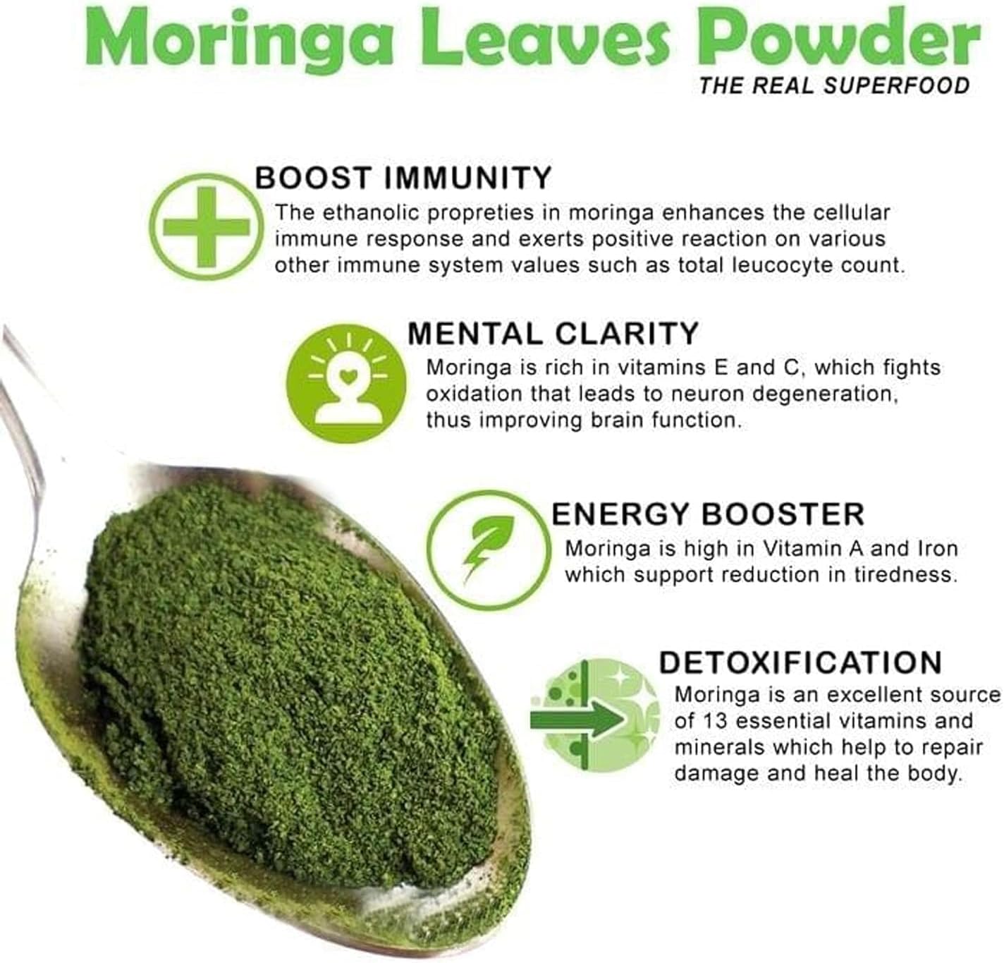 Moringa Powder from Pure Moringa Leaves for Skin & Hair Health, Detoxification and Natural Source of Protein (Moringa, 150g)