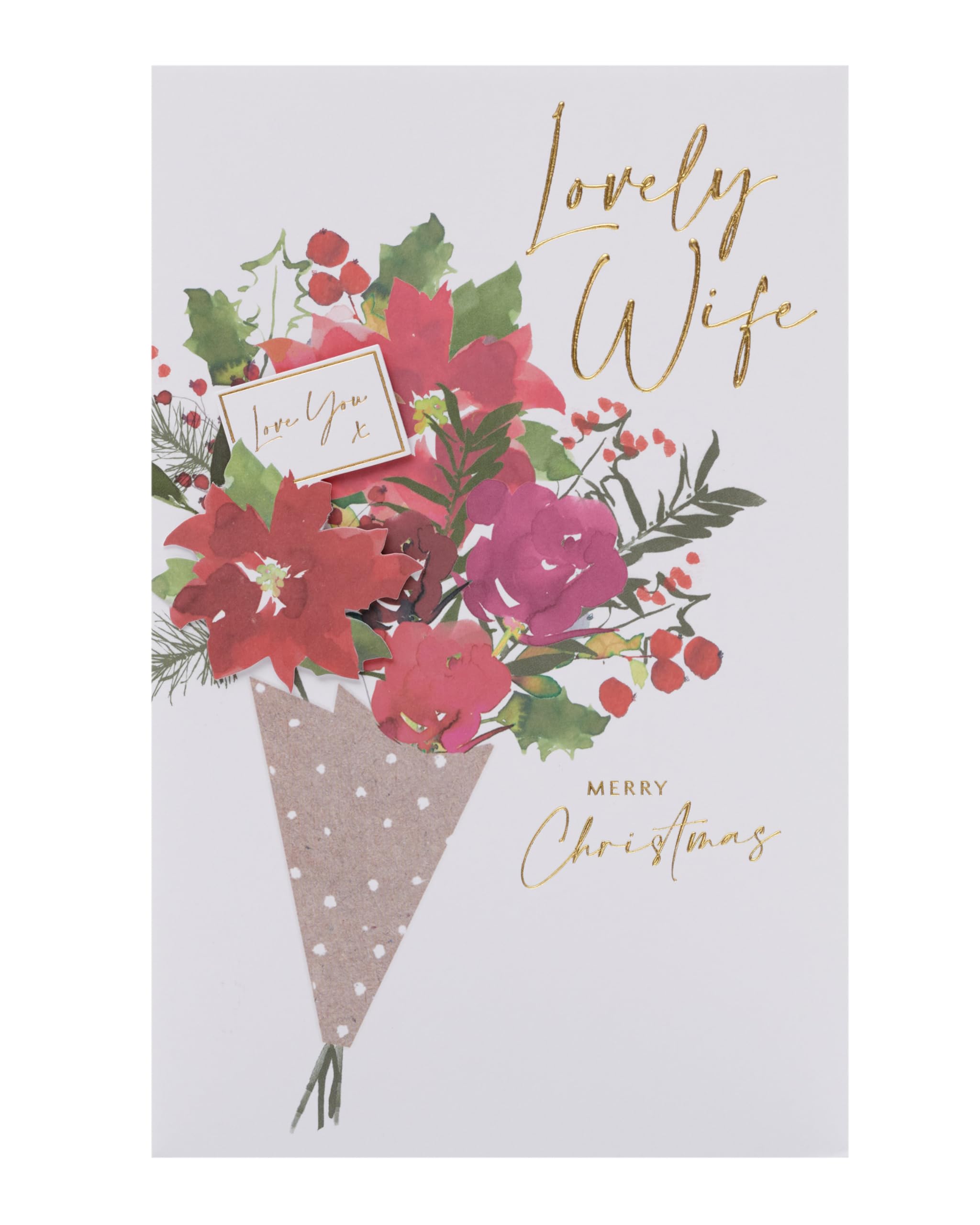 UK Greetings Christmas Card for Wife - Bouquet Design