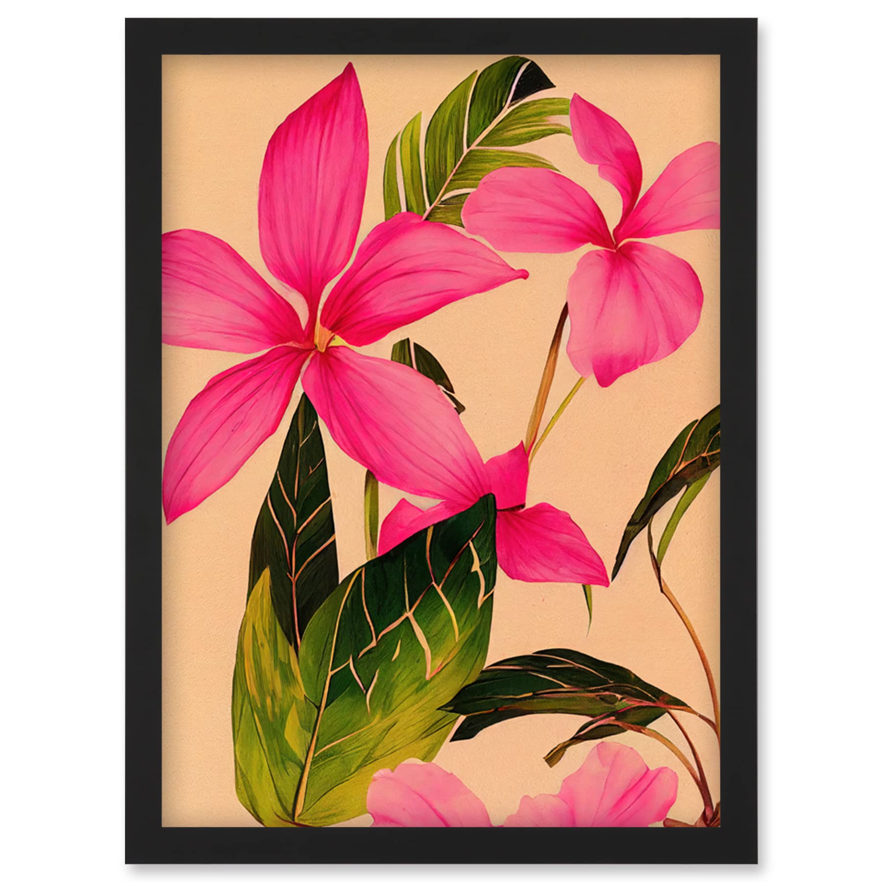 Exotic Pink Plumeria Flower Plant Blooms Framed Wall Art Picture Print A4