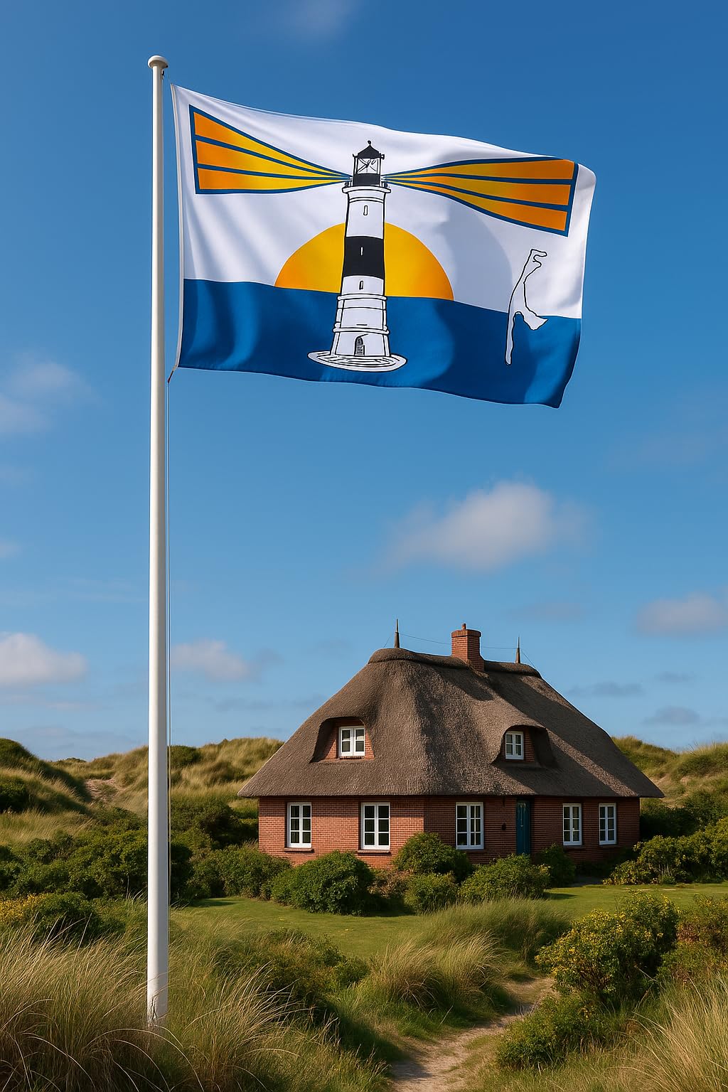 Flaga latarni morskiej Sylt – statement morski z urokiem wybrzeża Marine Flag / 90 x 60 cm