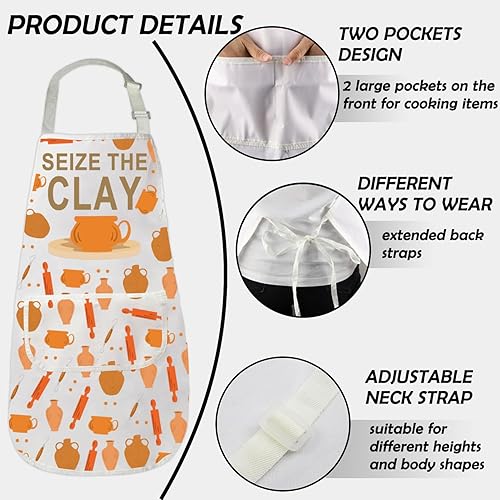 Miniatura 4 de Gzrlyf Seize The Clay Pottery - Delantal de cerámica para artistas, regalo para maestros y amantes de la cerámica