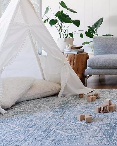 Miniatura 8 de House of Noa Tapete de juego para bebé, 4 x 6 pulgadas, color índigo, juego de 6 azulejos, tapete de juego de espuma EVA acolchada para pisos,