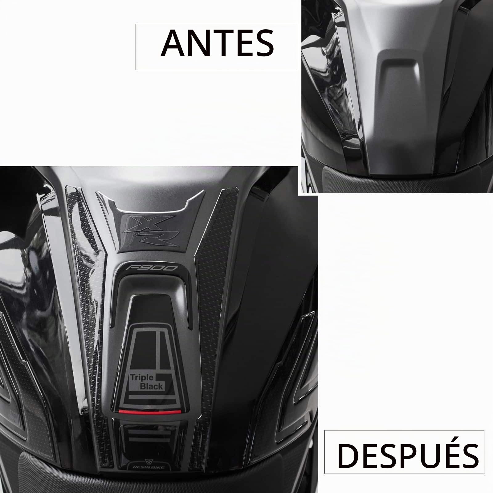 Resin Bike Adhesivos de Moto Compatibles con BMW F 900 XR 2020-2026 Triple Black. Protection de Tanque de Choques y Arañazos de Moto. Pegatinas 3D Resinadas Made in Italy