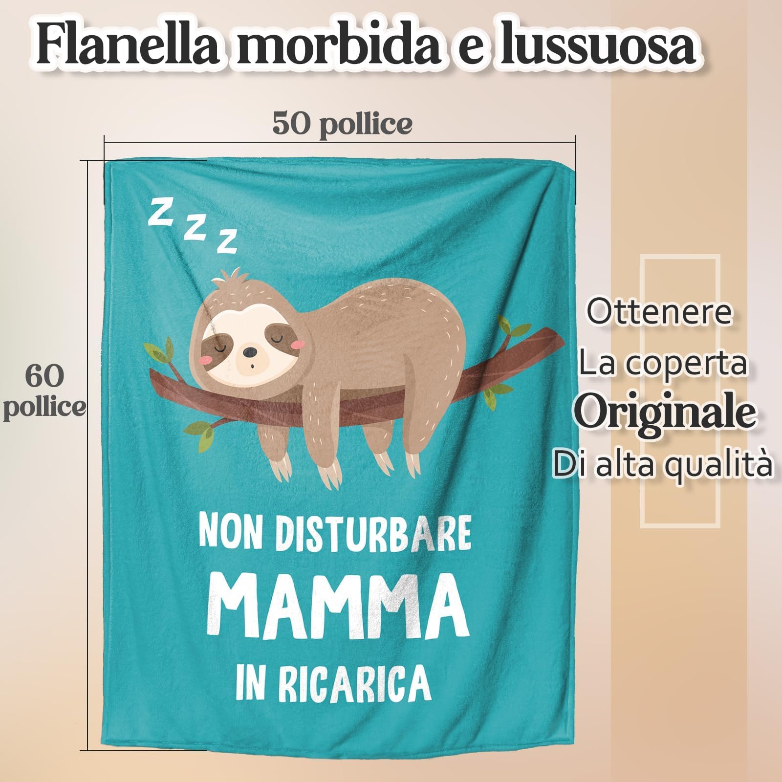 Einanmut Regalo Mamma, Regalo Festa Della Mamma - Cotone Bradipo Coperta, Idee Regalo Mamma da Figlia Figlio, Regali per Neo Mamma, Regali per Festa Della Mamma Natale Compleanno
