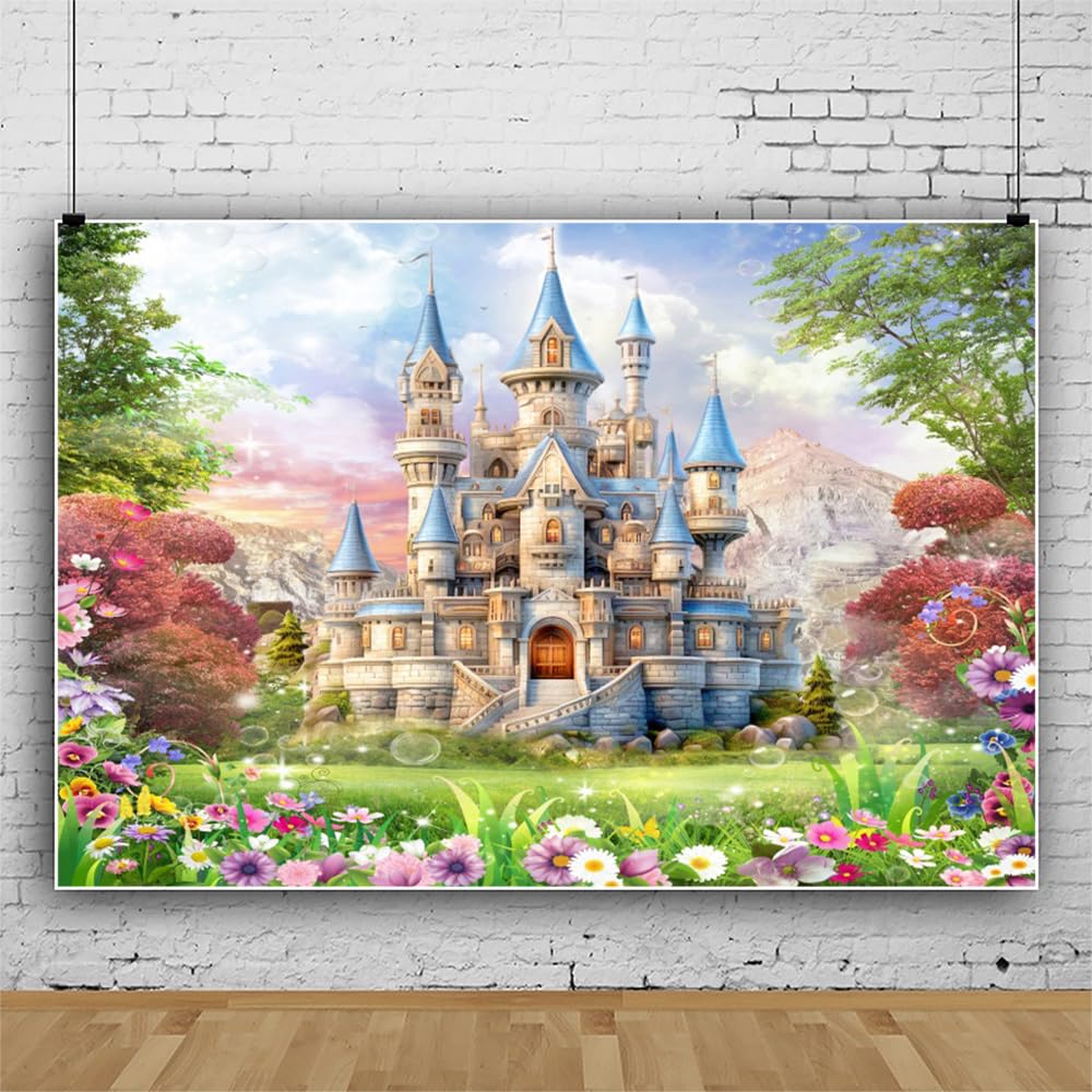 8x6ft Fairy Tale Princess Castle Background Blue Sky Rainbow Fairy Tale  Princess Castle Backdrop - Blue Sky White Cloud Rainbow Wonderland Photo  Background Zzlamb Lightweight Outdoor Blanket, image size:1000x1000