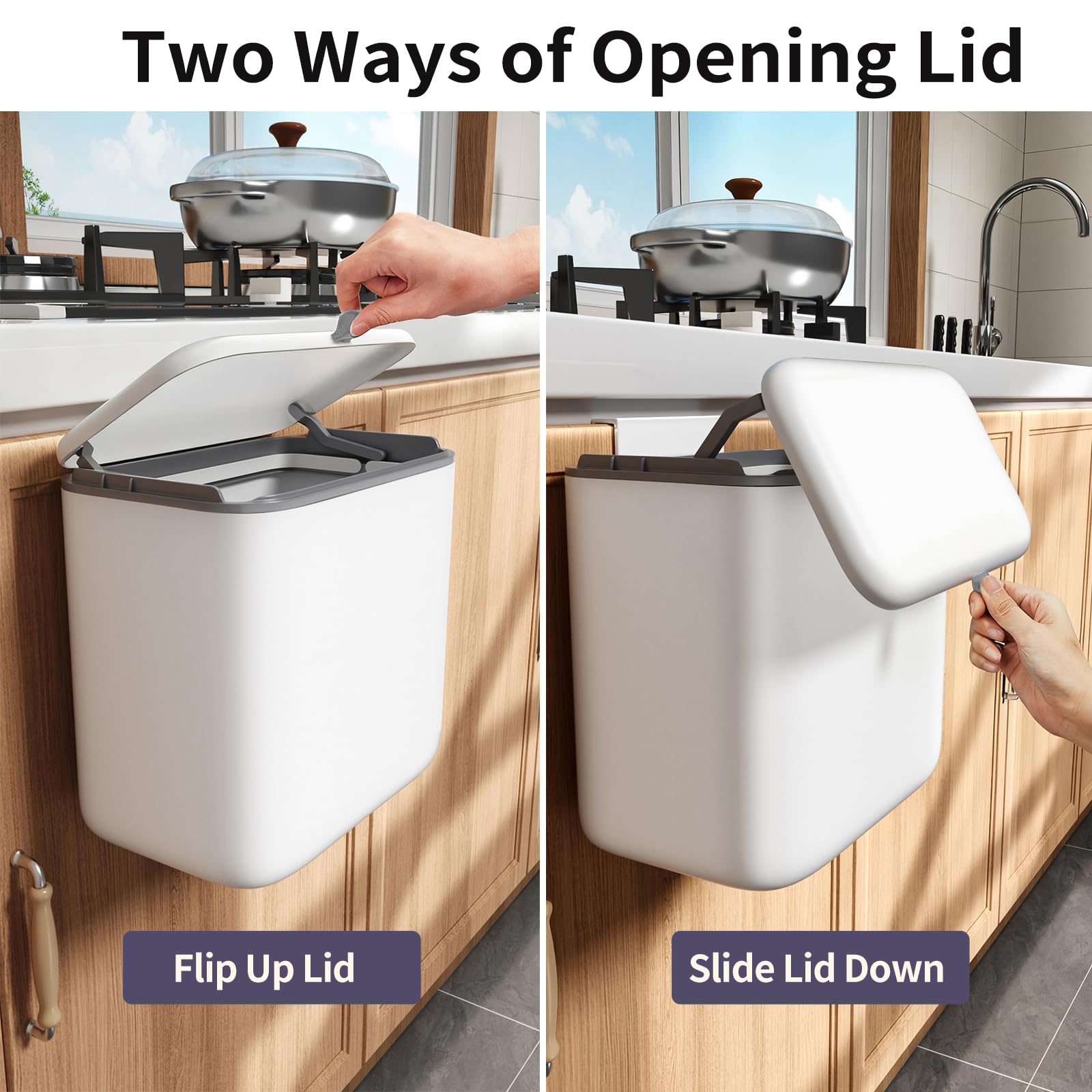 Compost Bin for Kitchen - Hanging Trash Can -4