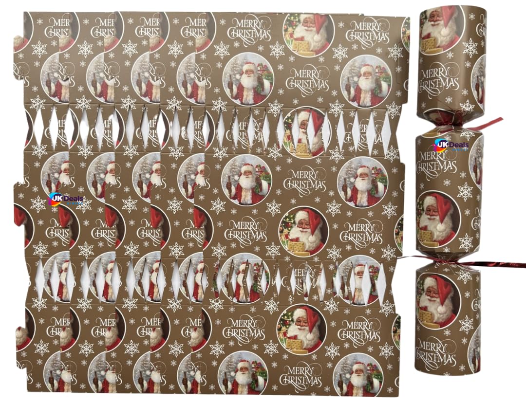 Ukdeals Direct Santa Clause Merry Christmas Ukdd® 6Pc Make And Fill Your Own Festive Seasonal Christmas Party Royle Cracker Craft Kit Own Diy ( - Gold)