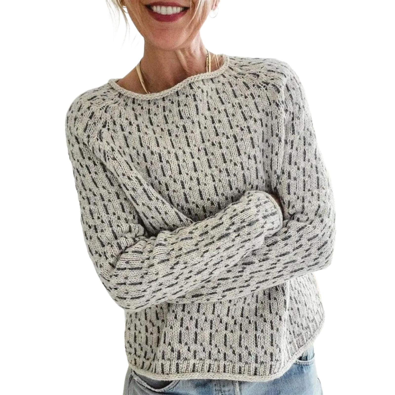 Womens Striped Knit Sweater Fall Casual Loose Boat Neck Long Sleeve Cozy Short Pullover Top