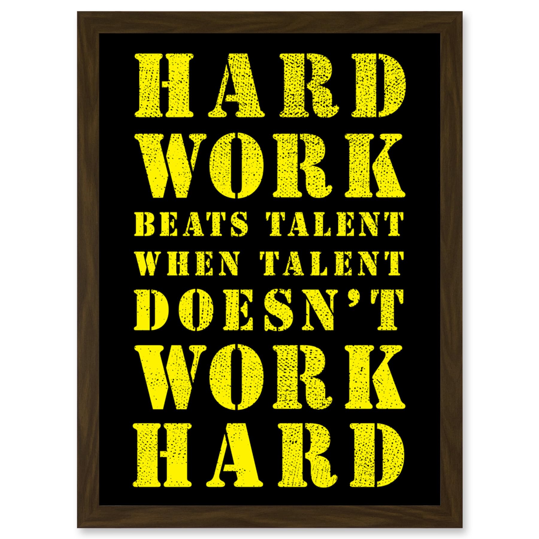 Artery8 Exercise Motivation Hard Work Beats Talent Inspirational Gym Wall Art Artwork Framed Wall Art Print A4