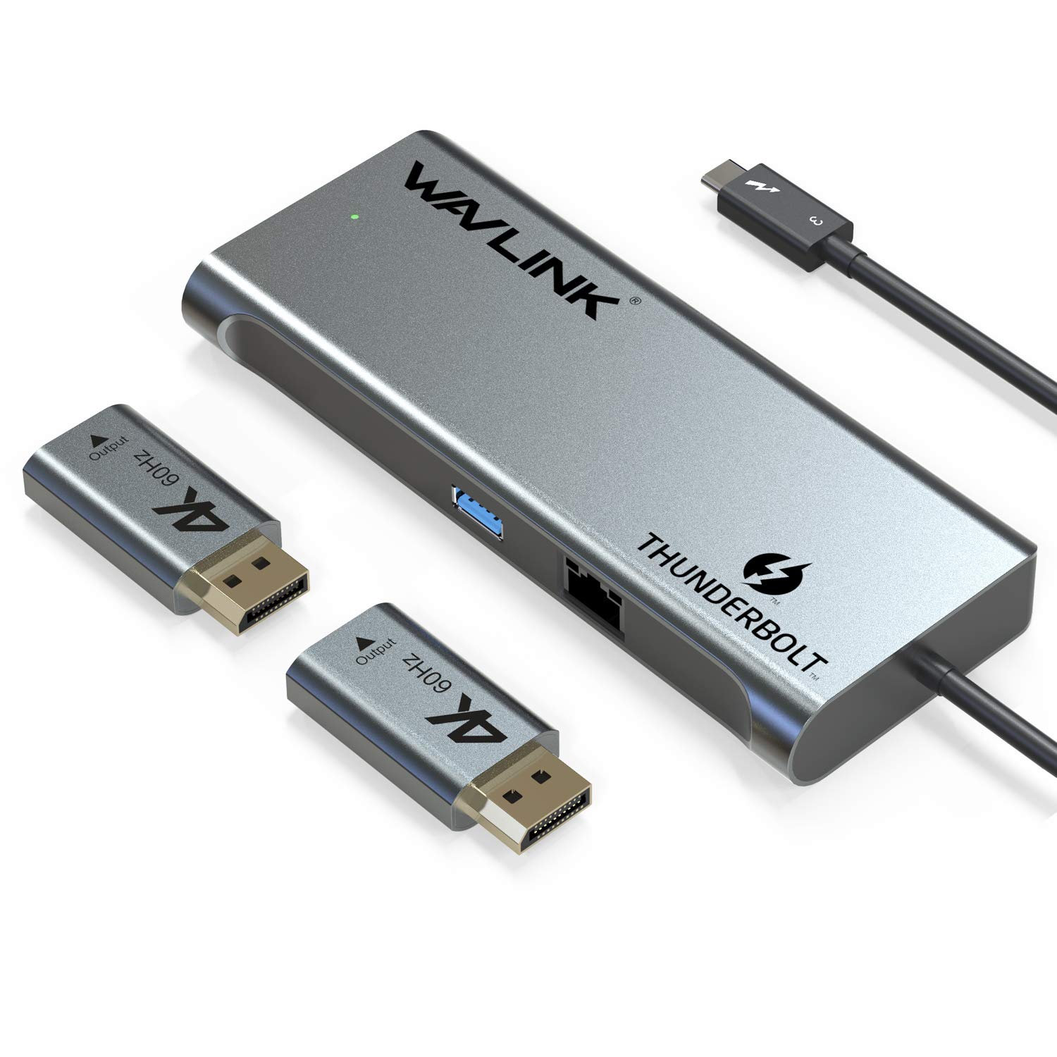 WAVLINK thunderbolt 3 ドッキングステーション/ デュアルディスプレイ4K@60Hz/シングル5K@60Hz USB3.0ポート/ ギガビット/2XDPポート/2XActive DisplayPort-HDMI2.0アダプタ付き/ バスパワーthunderbolt 3 ハブ Windows 10 .11又はMacOS 10.Xとそれ以降対応