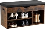 VEVOR Shoe Rack Bench, 3-Tier Bamboo Entryway Bench, Shoe Storage Organizer Holds Up to 286 lbs, 27.6 x 11.3 x 17.8 Inches, for Front Door, Hallway, Living Room, Bedroom, Black