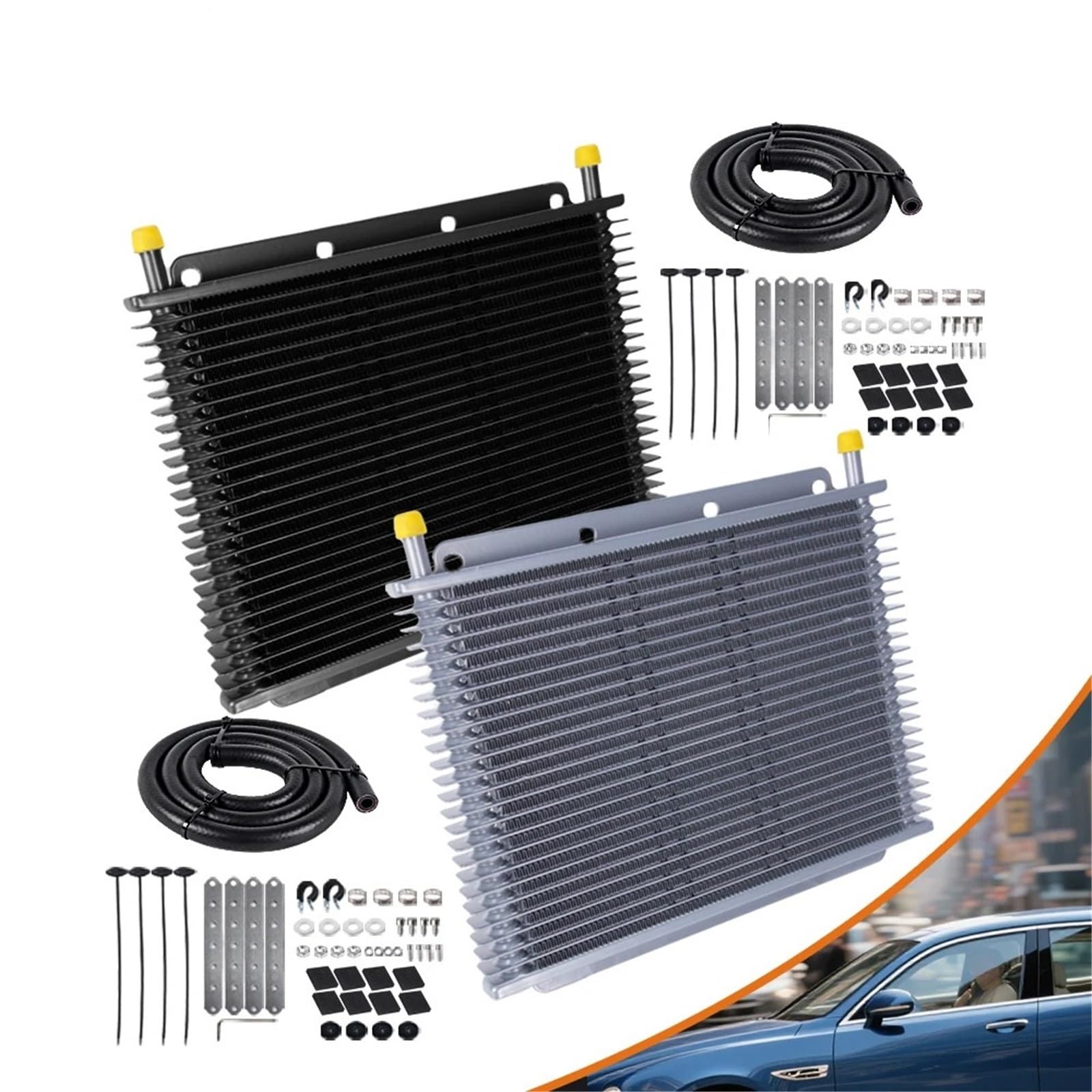 Filtro aria cabina Kit di installazione per radiatore olio trasmissione universale in alluminio da 19, 25 e 32 file con alette da 9,6 mm e 3/8" OSA029 filtro abitacolo(25 Row Black)