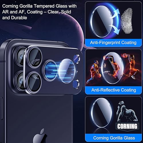 Vista 2 de Esanik - Actualización de 2 paquetes para iPhone 17 Pro Max, protector de lente de cámara, cubierta de pantalla de cámara de vidrio templado