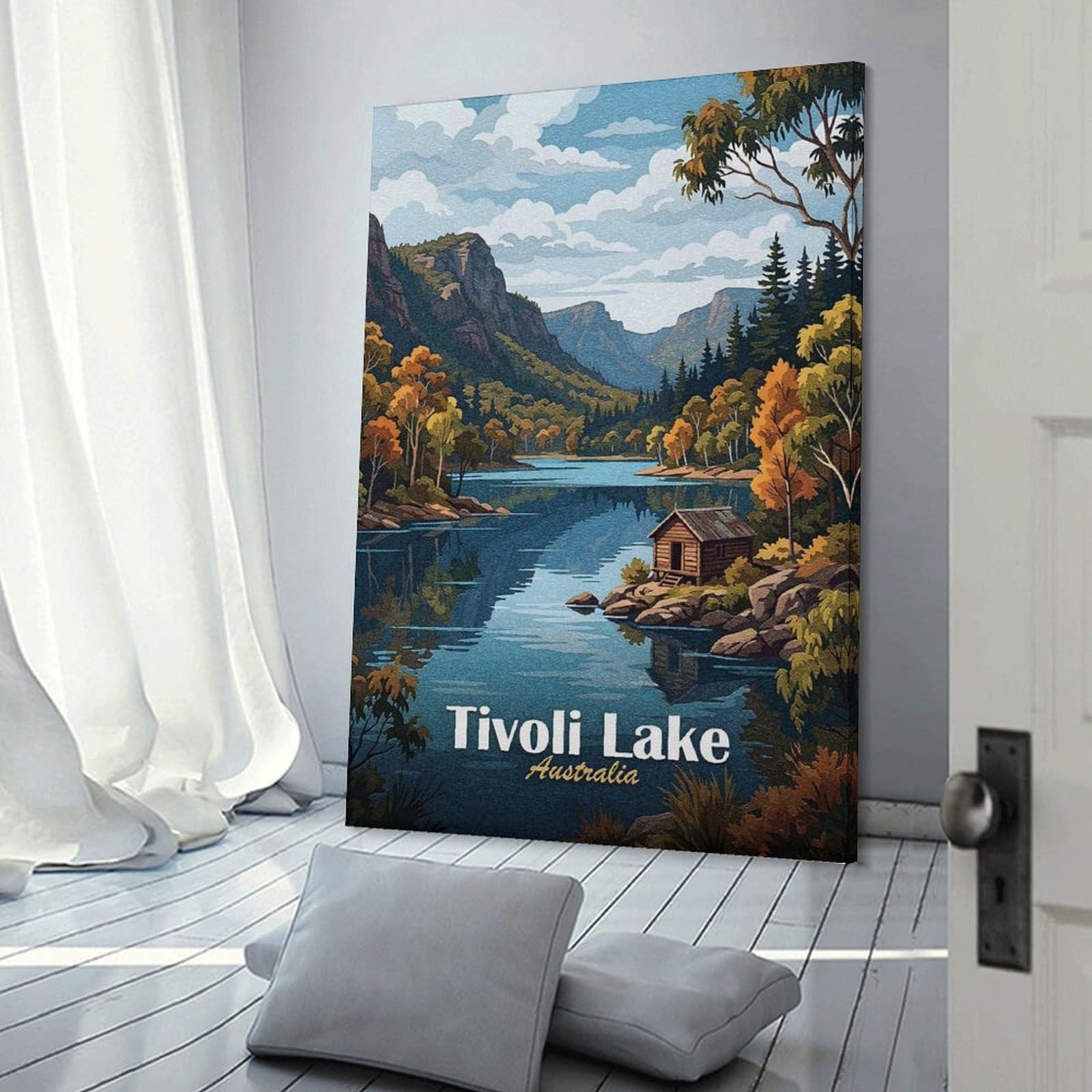 Junmoney Tivoli Lake Australia Landscape Art Wall Picture Print 20x30inch(50x75cm), for Corridors, Hallways Or Apartment Entries, Wall Decor to Refresh Empty Corners