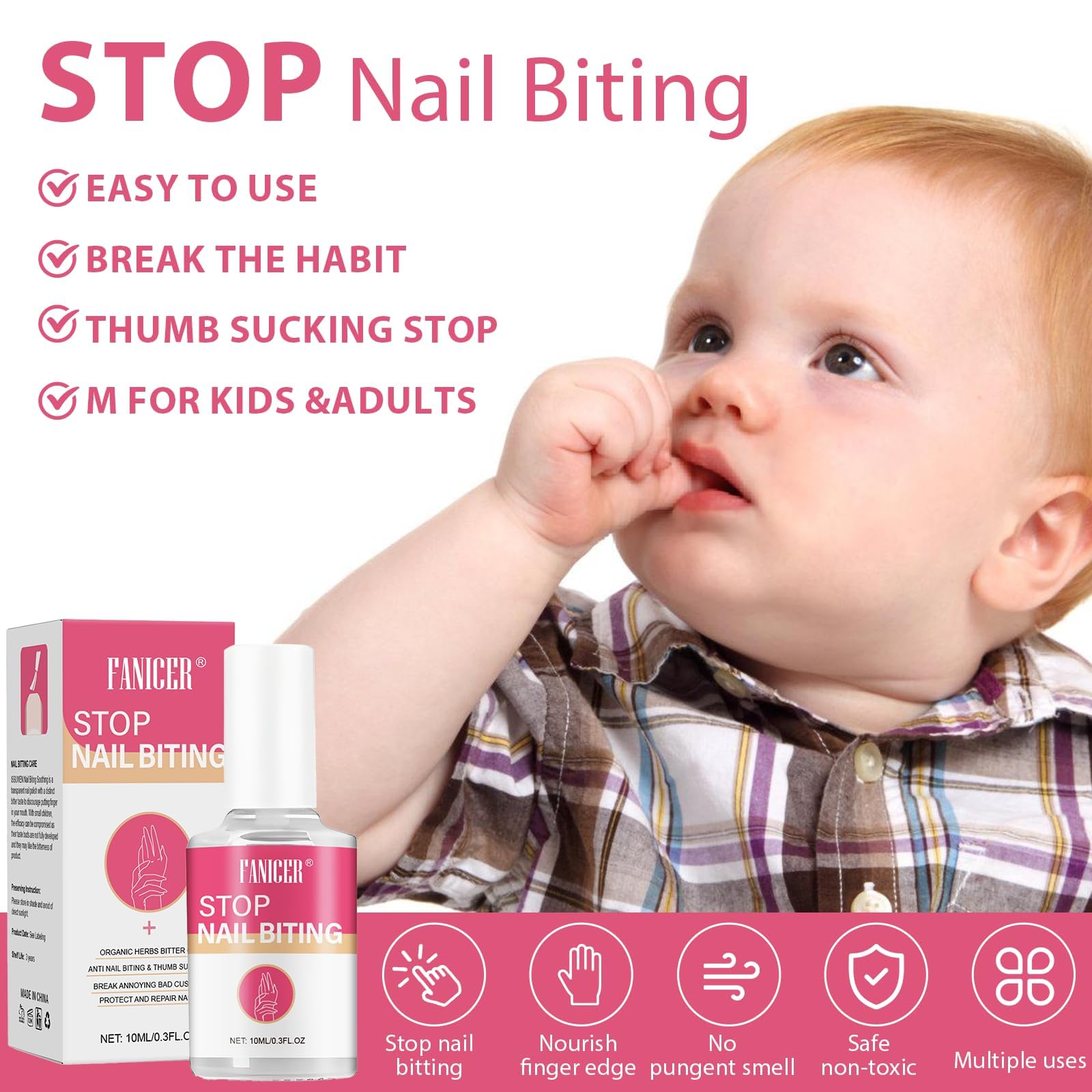 10 ML Smalto Trasparente, Liquido Per Smettere Di Mangiarsi Le Unghie, Trasparente E Facile Da Applicare, Stop A Prevenire La Masticazione Delle Unghie