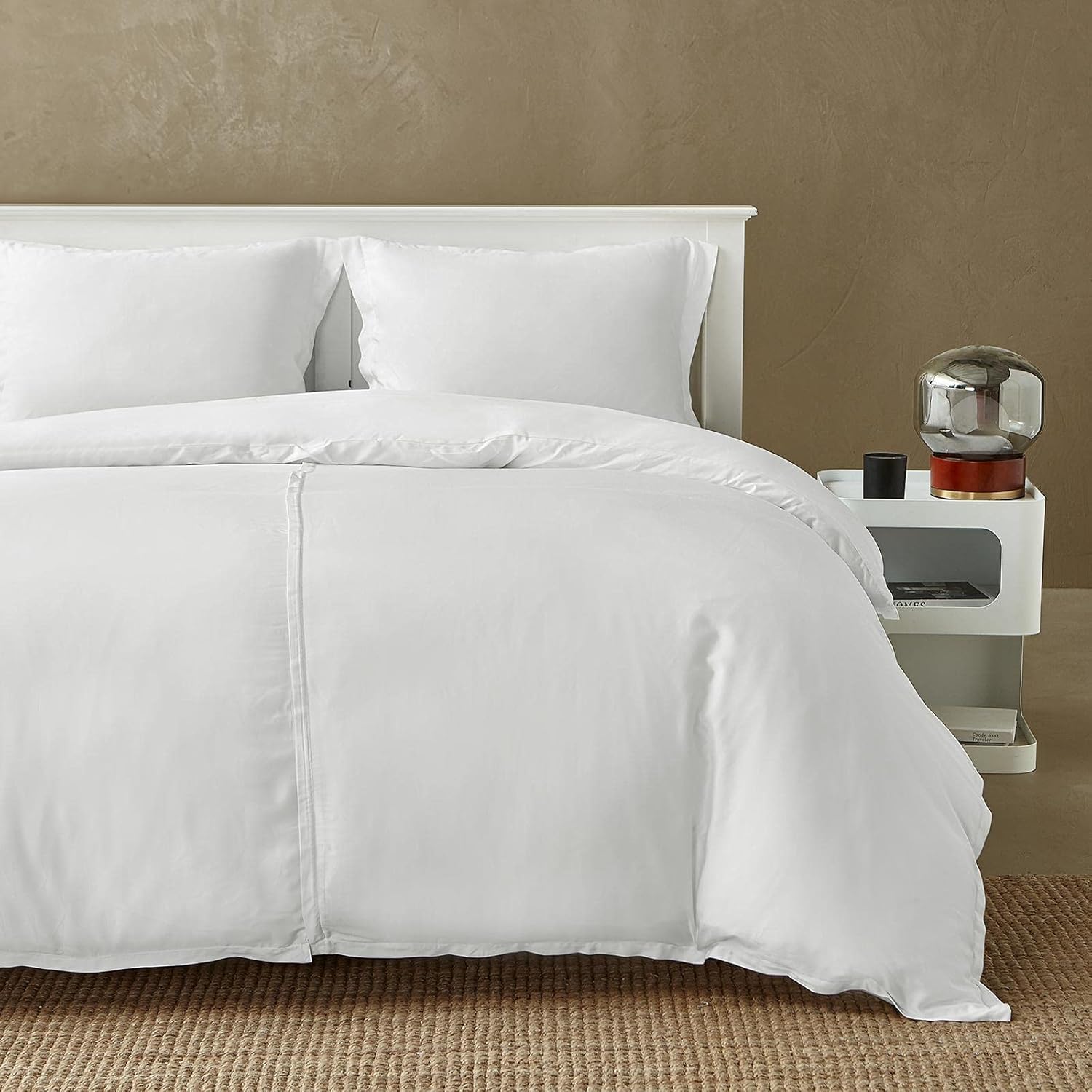 ChadMade White Duvet Cover, 100% Soft Duvet Cover Luxury T-Opening Fast Fitted Bedding Set High Thread Count Soft Duvet Cover 3pcs Set King 104 in W by 90 in L, 2 Pillow Shams