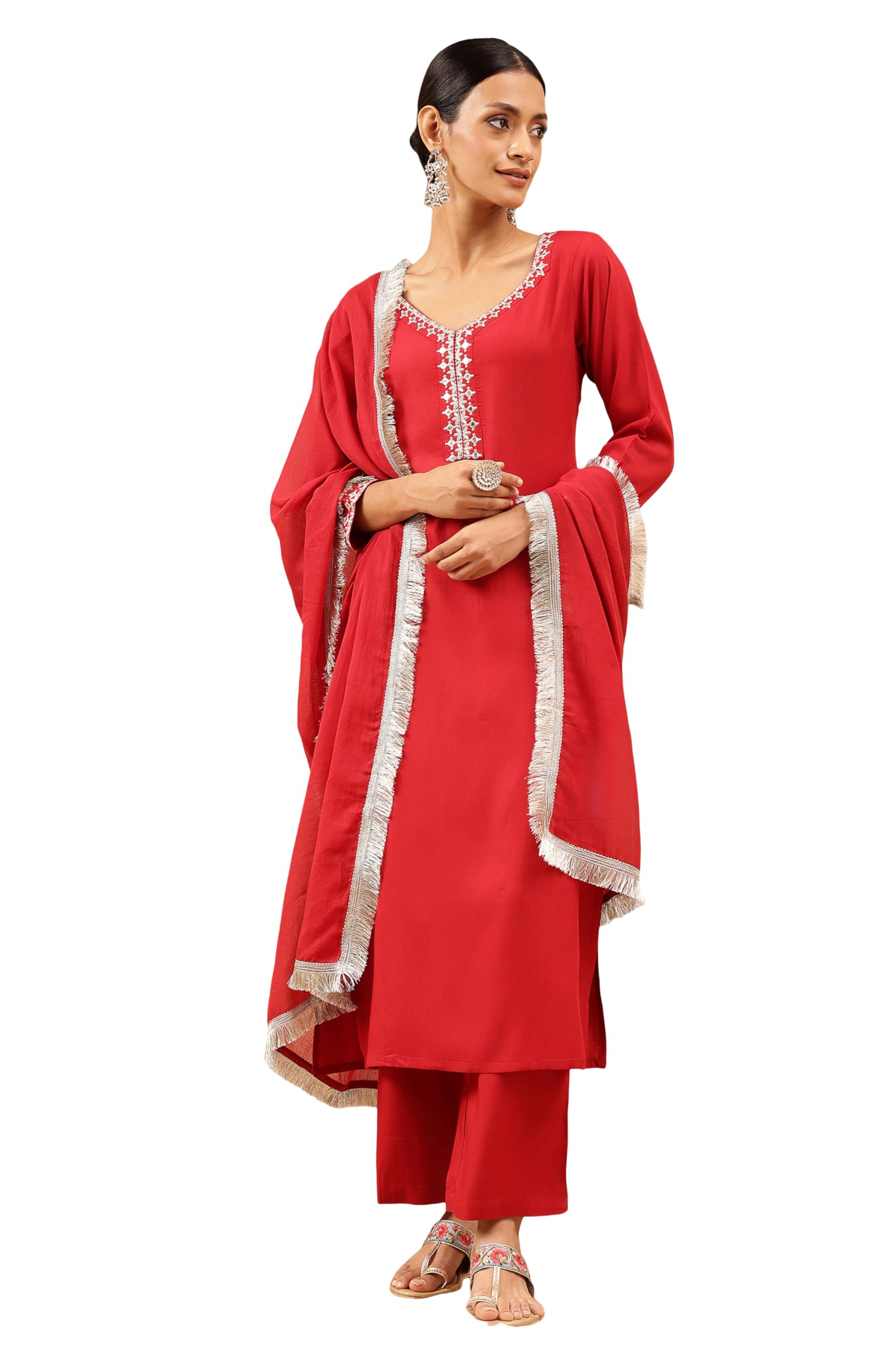 janasya Women Kurta with Pant & Dupatta Set-picture-14