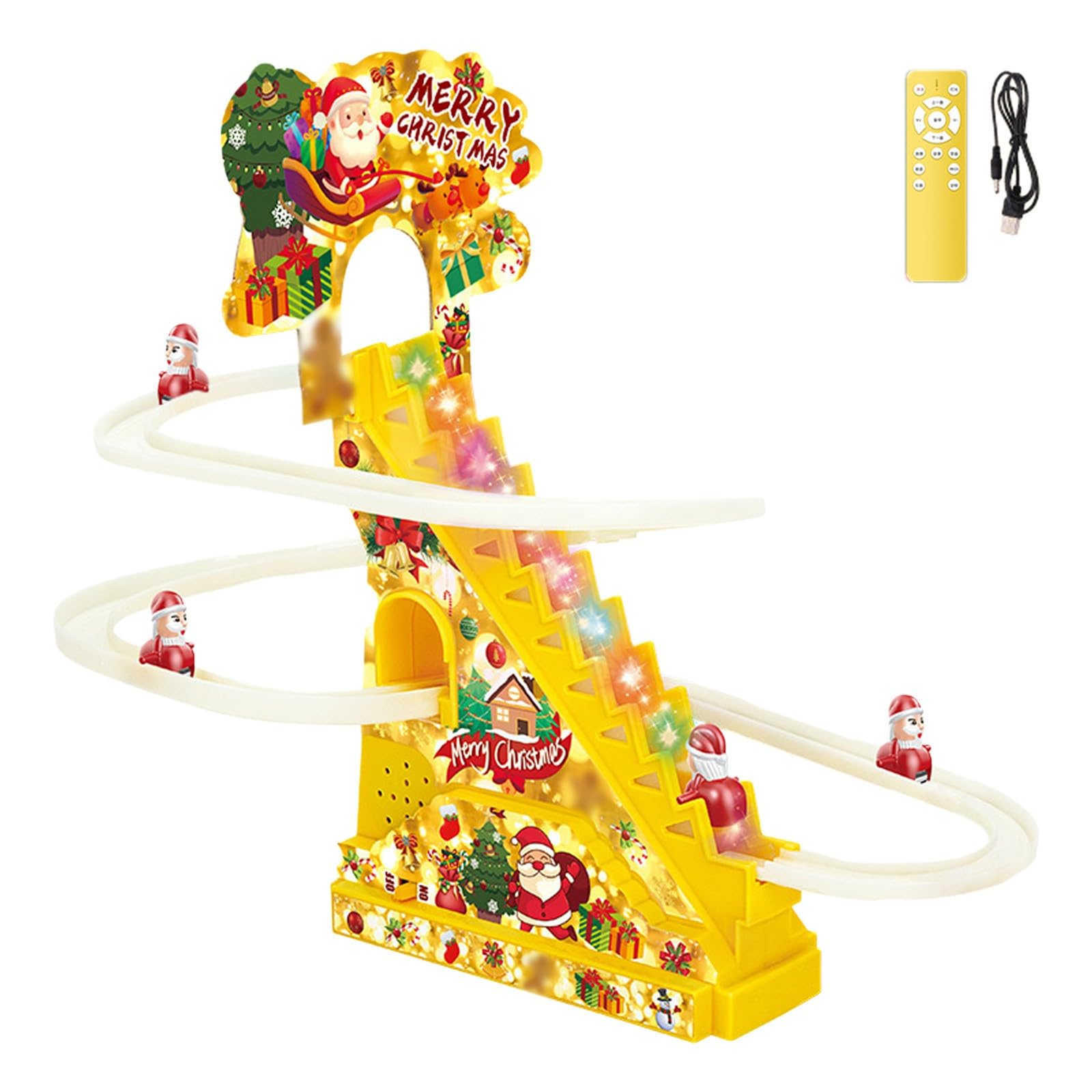 Genérico Regalo Festivo Juguete de Escalada de Papá para Navidad, Juego Carreras Escalada Papá, Juguete automático para Subir escaleras con Luces LED, Juguetes Musicales, Juguetes (C, 20X25X6cm)