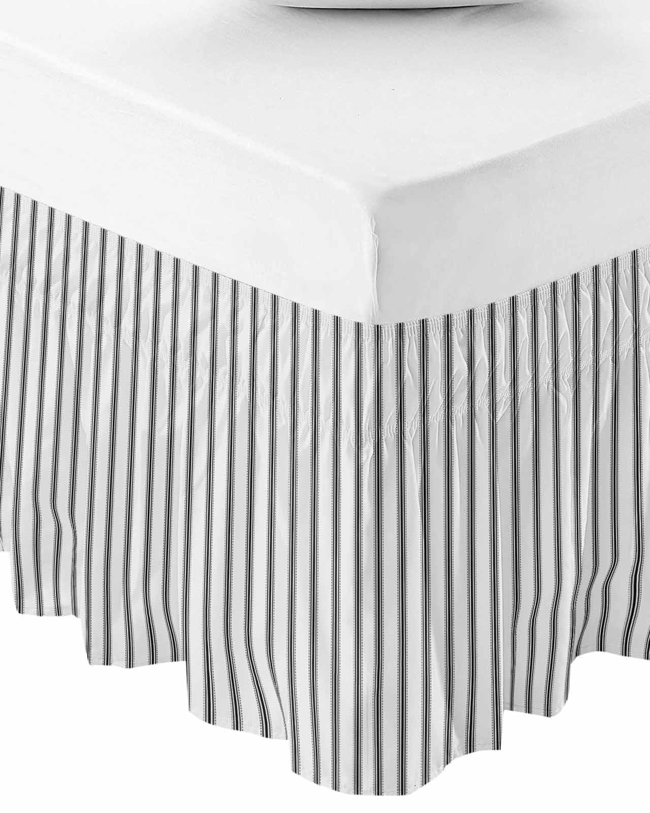 RisQiten Black Striped Bed Skirt 18 Inch Drop