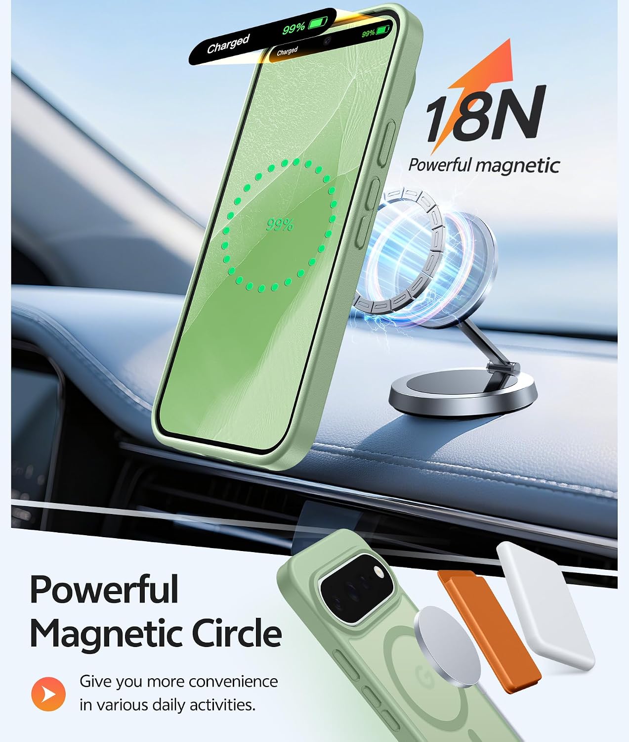  for Google Pixel 11 Pro Case/Pixel 11 Case, with Screen Protector | Fit for Magsafe, Translucent Matte, 14FT Military Grade Drop Protection, Shockproof Protective Phone Cover, Light Moss thumbnail