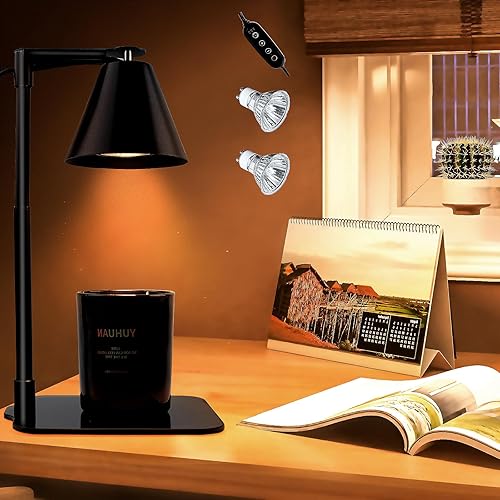 letech+ Lámpara calentadora de velas con regulador, calentador eléctrico de velas para velas en frascos, decoración del hogar de dormitorio negro,