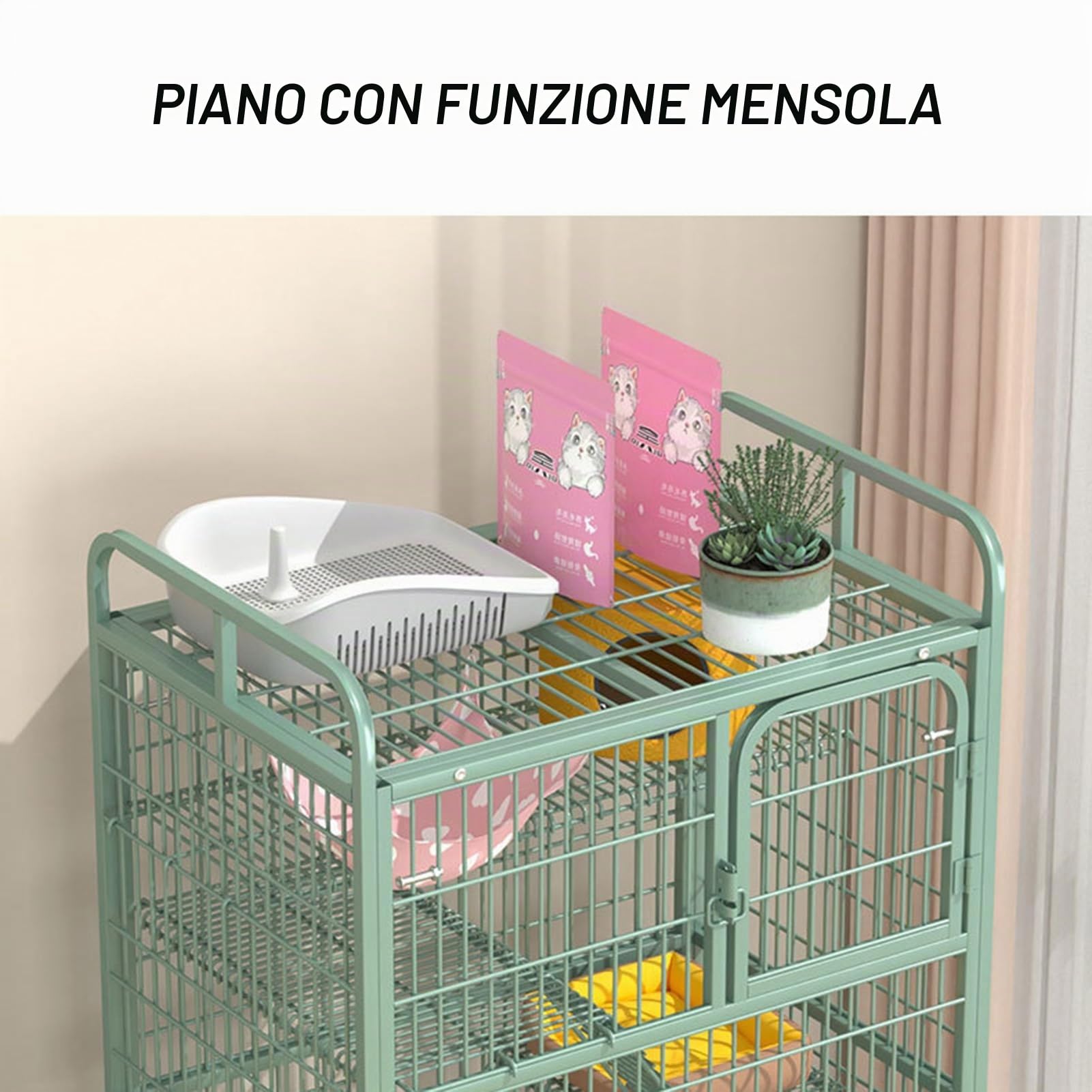 Gabbia per gatti a 3/4 livelli con ruote, grande recinto per gatti da interno esterno con piattaforme, casetta,per gatti spaziosa, playpen sicuro ideale per gioco e relax