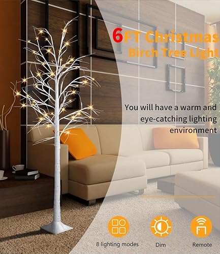 Miniatura 5 de Juego de 4 luces blancas cálidas para árbol de abedul con batería o USB, 24 luces LED de hadas, árbol espiritual, decoración de mesa para el hogar,