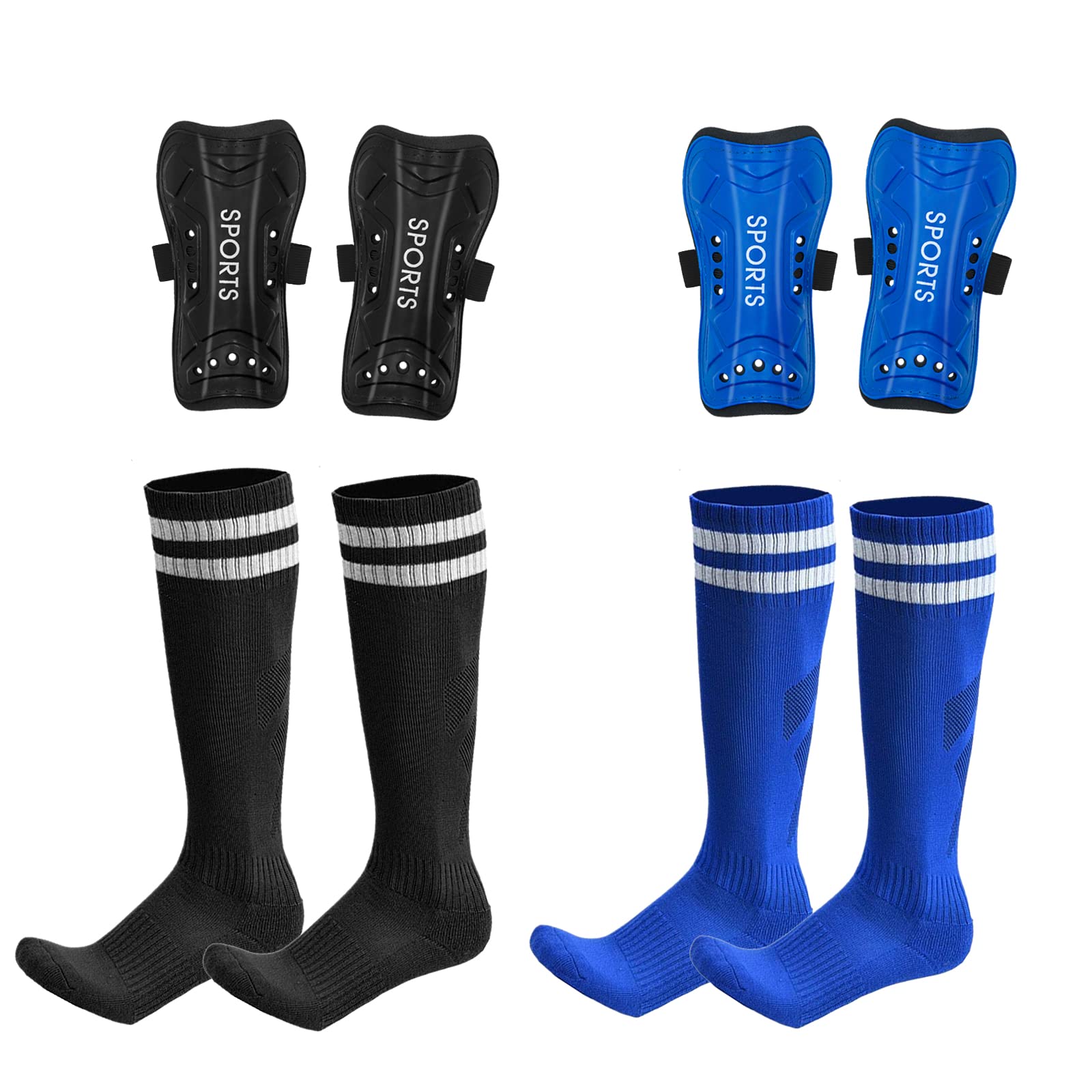 Soccer Shin Guards for Kids Youth, Shin Pads and Long Soccer Socks for 3-15 Years Old Boys Girls Toddler Children Teenagers, Soccer Equipment for Football Games