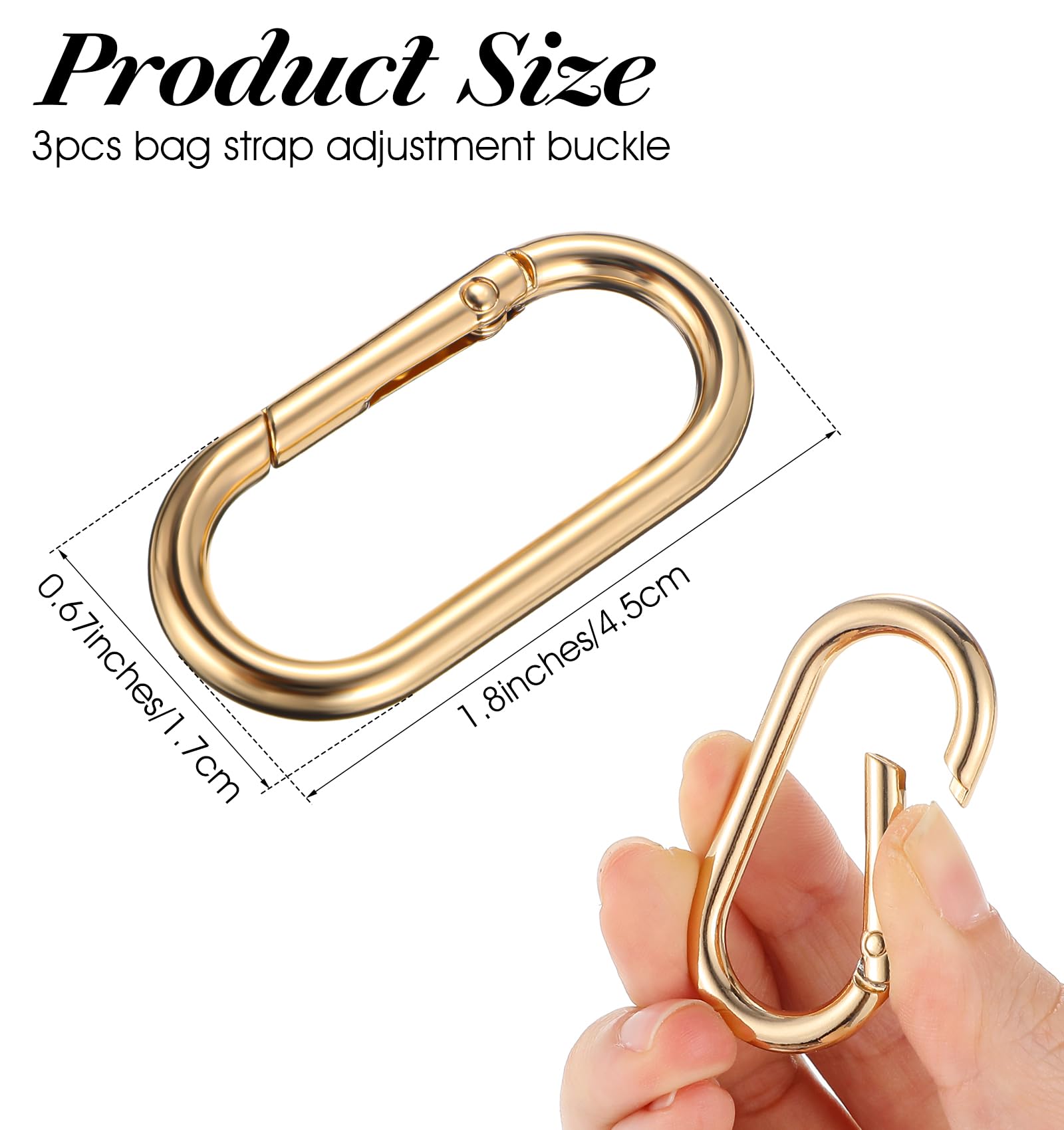 3Pcs Gold Carabiner Clip Keychain, Duty Spring O Ring Key Rings and Purse Strap Extenders Designed for Bags and Travel Essentials