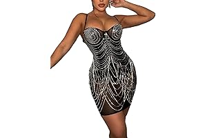 Women's Sparkly Statement: Rhinestone Chain Link Dress