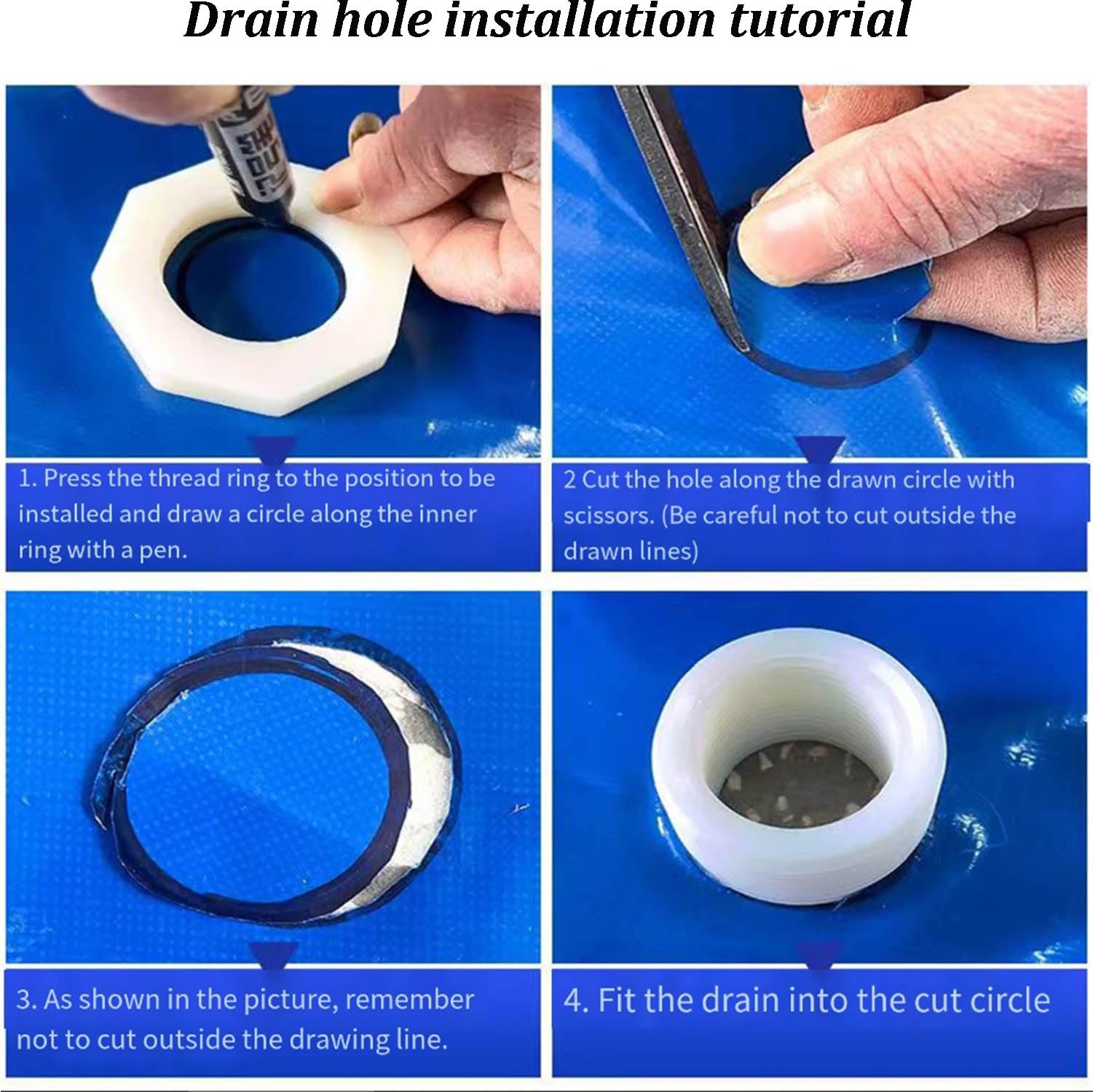 Genérico Estanque de jardín sobre el Suelo con válvula de Drenaje, Piscina Gruesa de Lona Grande Plegable para Exteriores, Lona de Piscina de Lona de PVC de 0,6mm