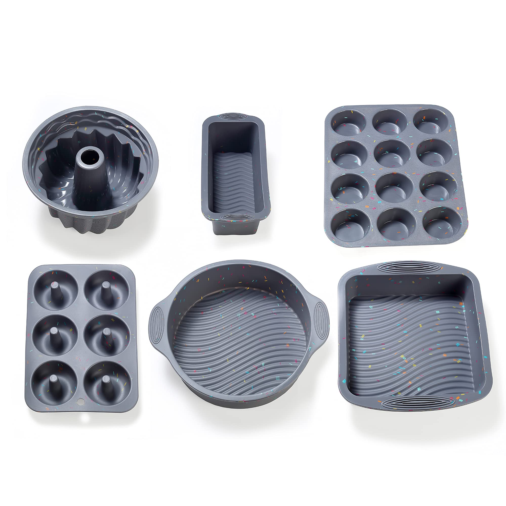 Juego de 51 moldes de silicona para hornear, incluyendo molde para hornear, molde para pasteles, molde para pasteles, molde para tostadas, molde para magdalenas, molde para donas y moldes para