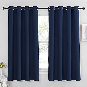 NICETOWN Curtain 63 inches Long - Home Decoration Light Blocking Room Darkening Drape/Drapery for Nursery Room, Navy, Ring Top, 52 inches Wide by 63 inches Long, 1 PC