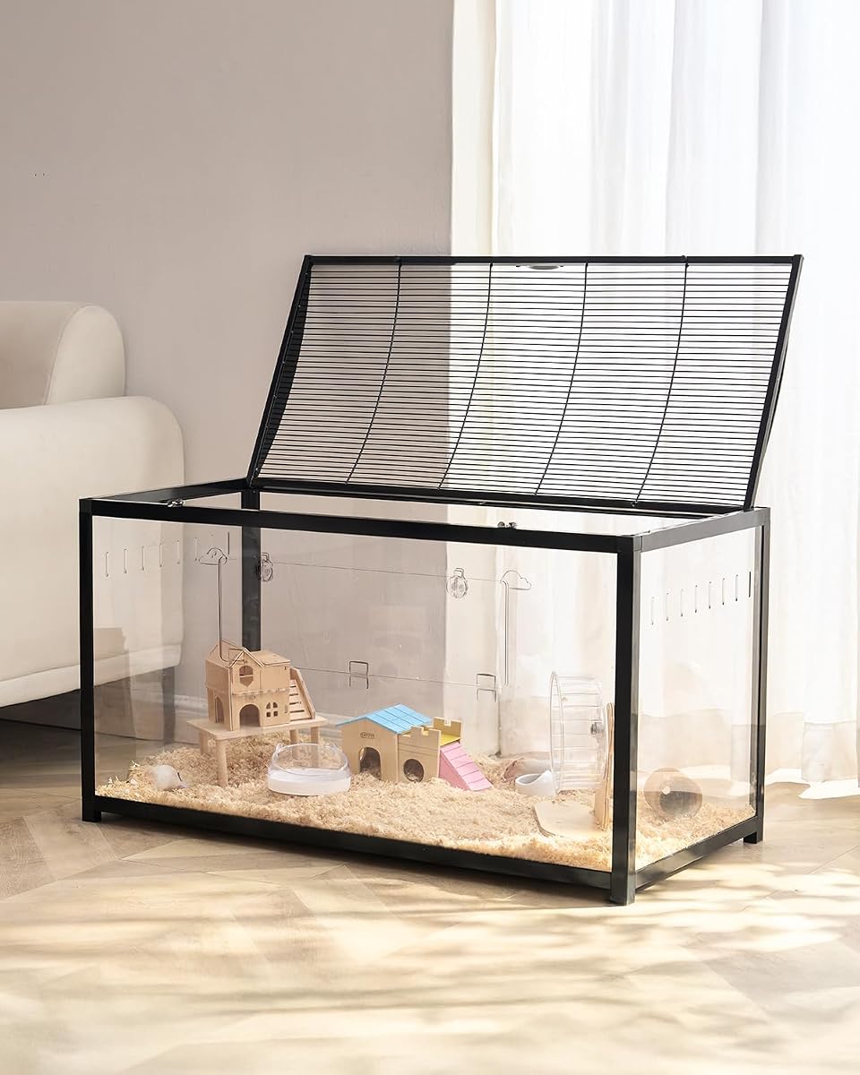 Jaula para hámster, visualización 360 de hábitats transparentes para hámster, jaula para animales pequeños