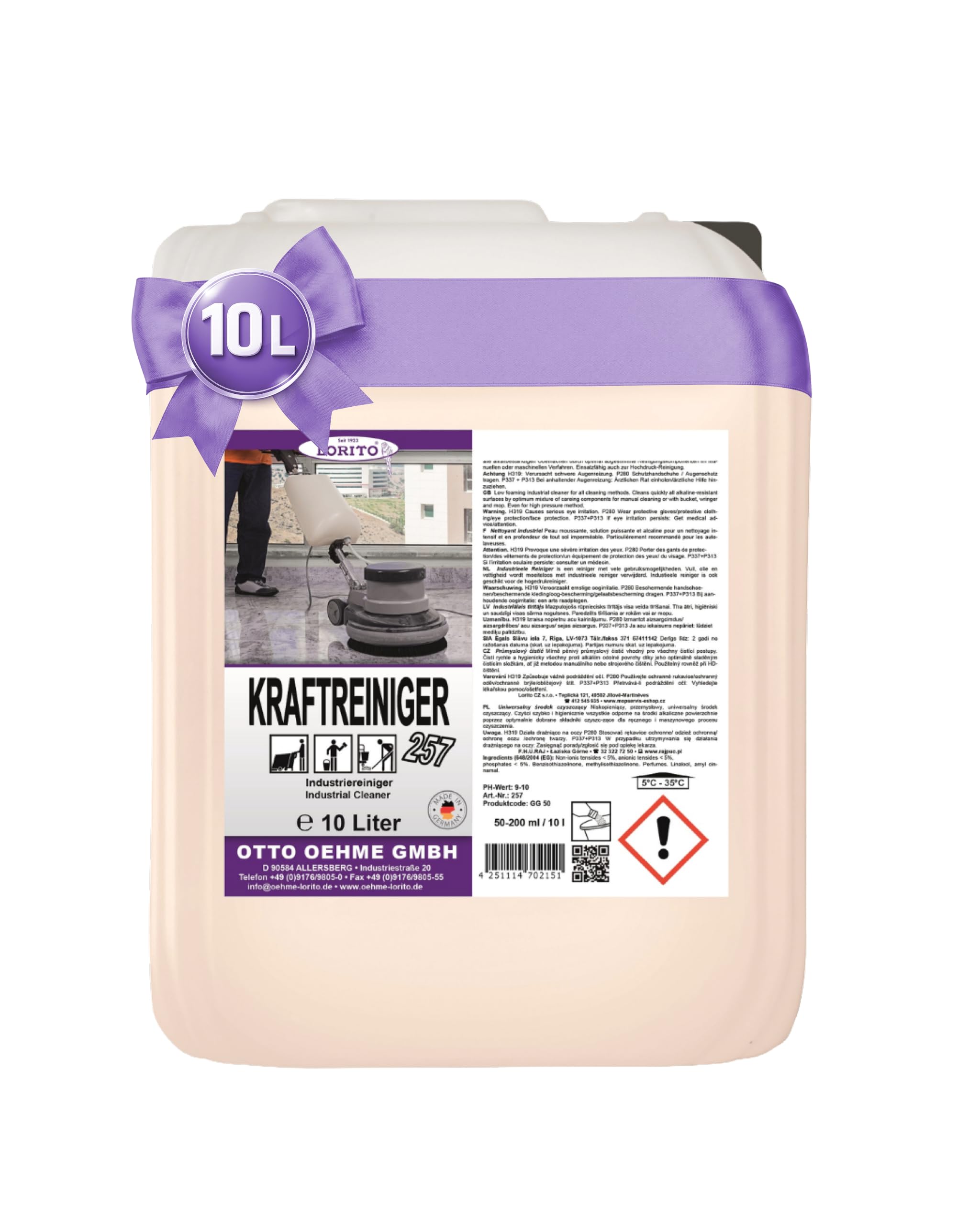 Lorito Industrie Kraftreiniger 10 L schaumarmer Bodenreiniger flüssig