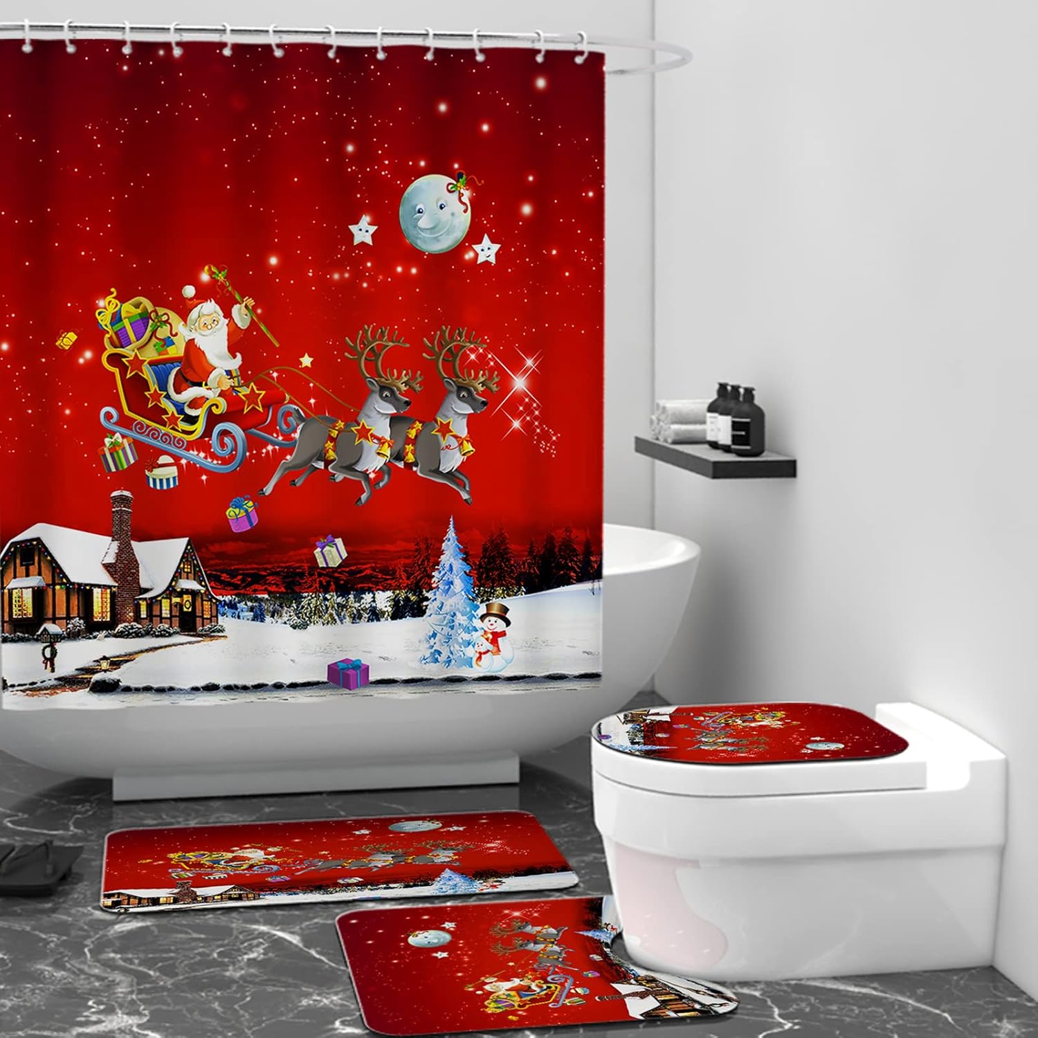 Amazon.com: JERYMUND Christmas Shower Curtains for Bathroom, Holiday ...