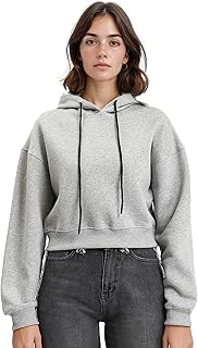 ريفين هودي غربي قصير بقبة بغطاء للرأس واكمام طويلة للنساء (عبوة من قطعة واحدة)