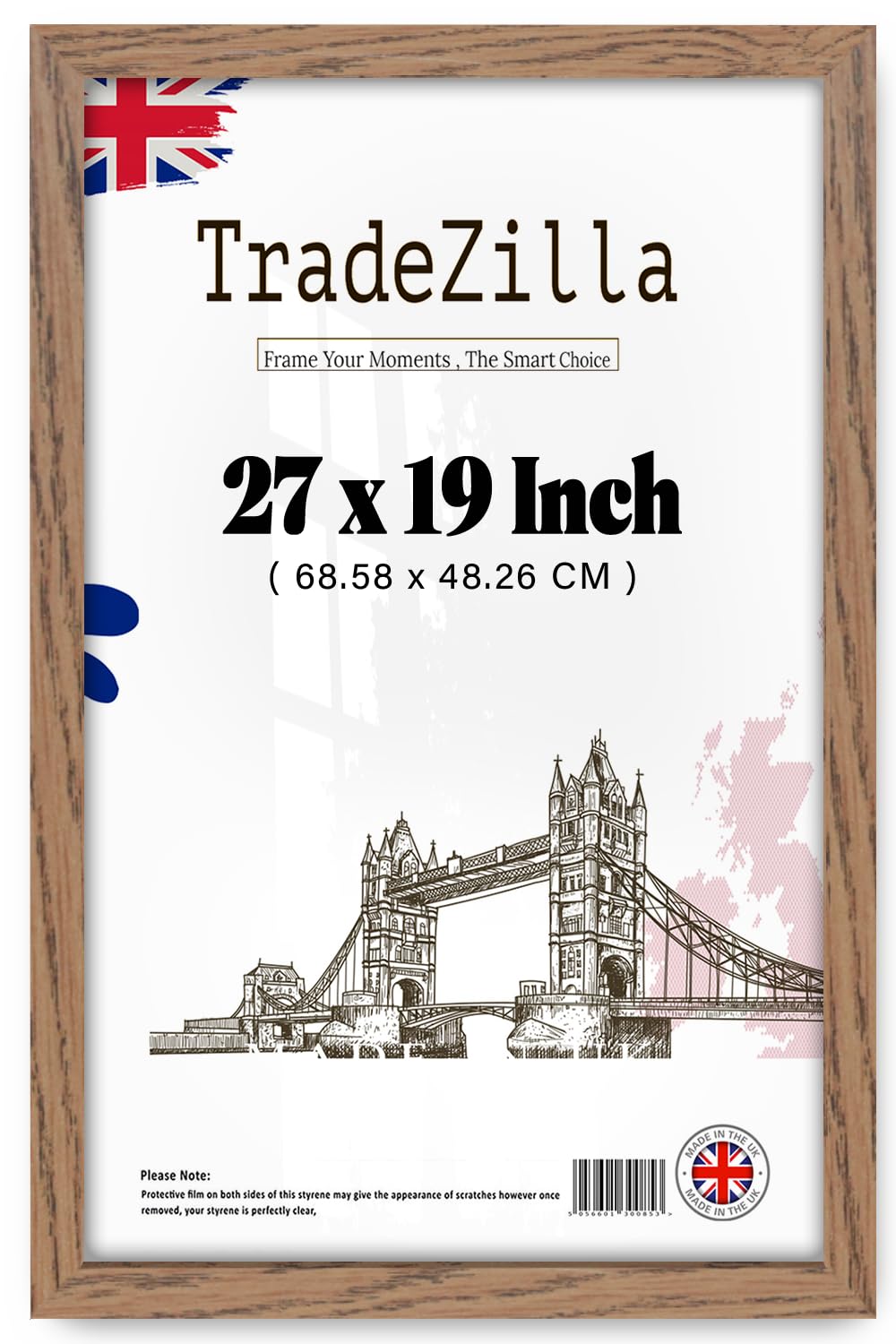Tradezilla Dark Oak | Mdf Wood Poster Frame (68.58 X 48.26 Cm) Modern Wall Décor Frame For Art & Home Interiors, Durable Mdf Build, Hanging Hooks Included For Easy Mounting [ ]