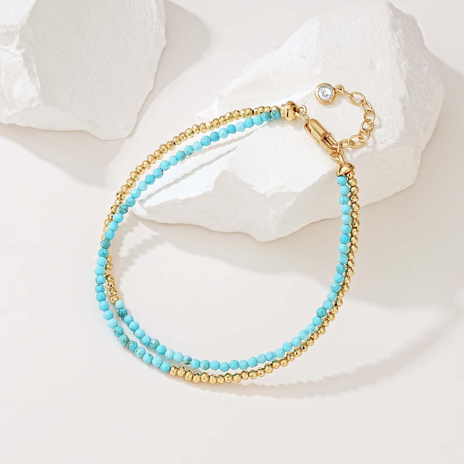 Fettero Charm Bracelet for Women Trendy - Dainty Gold Bracelet Stack Cute Beads Bracelet 14K Gold Plated Layered Boho Bracelets Jewelry - Image 5